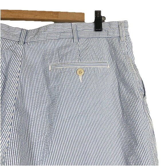 Lands End High Rise Seersucker Shorts Mens 35 Flat Front Stretch Waist Chino - Picture 4 of 12